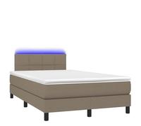 ATOMSTACK MAKER Cama con somier de 120 x 190 cm con cabecero regulable en altura, colchón de muelles ensacados y tiras LED, color pardo, funda de tela (100% poliéster), incluye cubrecolchón, para