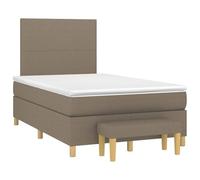ATOMSTACK MAKER Cama con somier de 120 x 190 cm con colchón de muelles ensacados (20 cm), dureza media, color topo, cabecero regulable en altura, incluye cubrecolchón y banco, para dormir boca arriba