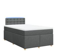 ATOMSTACK MAKER Cama con somier de 120 x 190 cm con colchón de muelles ensacados y cojín transpirable, color gris oscuro, patas de madera de pino, tira LED USB (IP65), fácil de montar