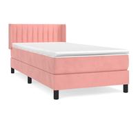 ATOMSTACK MAKER Cama con somier rosa de 90 x 190 cm con cabecero ajustable en altura, colchón de muelles ensacados y funda de terciopelo agradable al tacto, suave, lujosa y amortiguadora de ruido