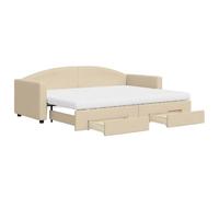 ATOMSTACK MAKER Cama de día 2-en-1 Plegable para Sala y Dormitorio, Sofá Cama con 2 Cajones Deslizables, Tapizado en Tela Resistente Color Crema, Incluye 2 Colchones de Espuma 80 x 200 cm, 223 x 90 x
