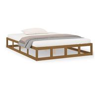 ATOMSTACK MAKER Cama de Madera Maciza 150 x 200 cm en Color Miel, Con Somier Integrado de Contrachapado, para Colchón King Size (5FT), Estructura Robusta de Pino Natural, Estilo Rústico-Moderno