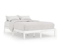 ATOMSTACK MAKER Cama de Madera Maciza Blanca, 150 x 200 cm, Armazón Robusto de Pino Natural con Somier Incorporado, Ideal para Colchón King Size (5ft), Fácil Montaje, Estilo Moderno y Minimalista