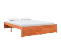 ATOMSTACK MAKER Cama de Madera Maciza de Pino Con Somier Integrado, Tamaño King Size (150 x 200 cm), Color Marrón Cera, Diseño Moderno y Minimalista, Soporte para 2 Personas, Capacidad 200 kg