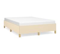 ATOMSTACK MAKER Cama de Tela Cremosa 140 x 190 cm sin colchón - Cabecero Elegante Con Bastidor de Contrachapado y Patas de Madera, Ideal para Dormitorios Modernos (193 x 143 x 35 cm)