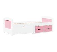ATOMSTACK MAKER Cama Multifuncional Diurna Con 5 Cajones (4 Pequeños + 1 Grande), 90 x 200 cm, en Madera Maciza de Pino, Blanco y Rosa, Ideal para Dormitorio o Salón - Serie iRun
