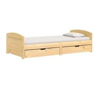ATOMSTACK MAKER Cama Sofá Multifuncional de Madera Maciza de Pino Natural Con 2 Cajones de Almacenamiento - Tamaño 90x200 cm, Diseño Rustico para Dormitorio o Salón, Altura 56cm