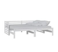 ATOMSTACK MAKER Cama Sofá Plegable 2 Plazas para Invitados, Cama Diaria de Madera de Pino Maciza Blanca, 203,5 x 185 x 68,5 cm, Con Somier Incluido, Ideal para Salón o Estudio (90 x 200 cm x 2)