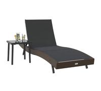 ATOMSTACK MAKER HOMELEN Juego de 2 tumbonas con mesa lateral, respaldo ajustable en 4 niveles, polirratán, resistente a la intemperie, 197 x 70 x 82 cm, para terraza, balcón, jardín