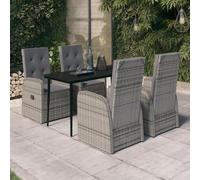ATOMSTACK MAKER HOMELEN Juego de muebles de jardín de 5 piezas + vajilla resistente a la intemperie + ratán de polietileno muy cómodo con cojines + gris/negro + muebles de patio para terraza / jardín