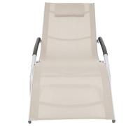 ATOMSTACK MAKER HOMELEN Tumbona de aluminio textilene con cojín, ergonómica, resistente a la intemperie y fácil de montar, color crema/gris, 62 x 152 x 88 cm, para terraza, jardín y piscina