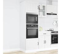 ATOMSTACK MAKER Juego de 2 armarios de cocina Lucca en color blanco brillante, 60 x 57 x 207 cm, ahorro de espacio y altura regulable, material de madera para cocinas empotradas con horno y microondas