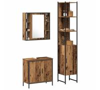 ATOMSTACK MAKER Juego de muebles de baño de 3 piezas con tocador, espejo y armario alto, madera marrón, 33 x 33 x 185,5 cm, 13 estantes, 4 puertas al ras, diseño moderno para baños pequeños