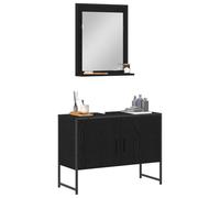 ATOMSTACK MAKER Juego de muebles de baño montados en la pared, color negro, 80 x 33 x 60 cm, armario de lavadero + espejo de 50 x 60 cm, material de madera, moderno y ahorra espacio para baños