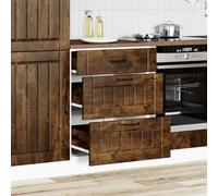 ATOMSTACK MAKER Lucca - Mueble bajo de cocina con 2 cajones, madera de roble ahumado, 60 x 46 x 81,5 cm, patas regulables, máx. 50 kg, para vajilla y utensilios de cocina