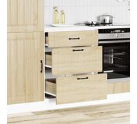 ATOMSTACK MAKER Lucca - Mueble bajo de cocina con 2 cajones, madera de roble Sonoma, 60 x 46 x 81,5 cm, patas ajustables, capacidad de carga de 50 kg, para vajilla y utensilios de cocina
