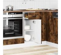 ATOMSTACK MAKER Mueble bajo de madera de roble ahumado, 30 x 46 x 81,5 cm, con cajón y patas ajustables en altura, 50 kg de capacidad de carga, para cocina moderna (serie Kalmar)