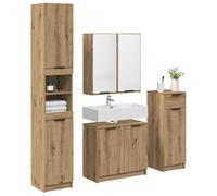 ATOMSTACK MAKER Mueble de baño de 4 piezas con espejo, cajón y 2 estantes, madera de roble Artisan, 64,5 x 33,5 x 59 cm, diseño moderno para baños pequeños y grandes