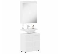 ATOMSTACK MAKER Mueble de baño Tulum con 4 puertas y espejo (60 x 34 x 63 cm), color blanco mate, 5 estantes, mueble de baño moderno para mucho espacio de almacenamiento