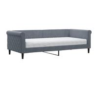 ATOMSTACK MAKER Sofá Cama 2 en 1 Con Colchón Incluido 90x200 cm, Sofá de Día Moderno en Terciopelo Gris Oscuro, Estructura de Madera y Metal, Ideal para Salón o Dormitorio, Montaje Fácil