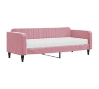 ATOMSTACK MAKER Sofá Cama 2 en 1 Rosa de Terciopelo, 90 x 200 cm, Con Colchón de Espuma Incluido, Estructura de Madera y Metal, Ideal para Salón o Dormitorio de Invitados, Fácil Montaje