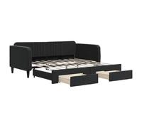 ATOMSTACK MAKER Sofá Cama Plegable 2-en-1 Negro de Terciopelo, 90x190 cm, con 2 Cajones Deslizantes, Estructura de Madera y Metal, Ideal para Dormitorio o Salón, Diseño Moderno Minimalista