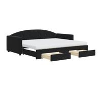 ATOMSTACK MAKER Sofá Cama Plegable 2-en-1 Negro de Terciopelo Con Almacenamiento Integrado, Estructura de Madera y Metal, 2 Colchones de Espuma 90x190 cm, Ideal para Salón o Dormitorio de Invitados