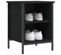 ATOMSTACK MAKER Zapatero de 2 niveles, color negro, 38 x 35 x 50 cm, de madera y acero con recubrimiento en polvo, protege del polvo, ahorra espacio, con función de asiento, ideal para pasillo