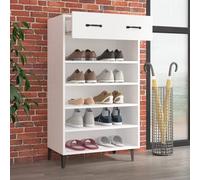 ATOMSTACK MAKER Zapatero de 60 x 35 x 105 cm, color blanco, madera con marco de hierro estable, soporte de pared incluido, 3 estantes + 1 cajón, para pasillo y dormitorio