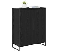 ATOMSTACK MAKER Zapatero de aspecto de roble negro, 79 x 36 x 100 cm, 2 puertas, de madera resistente con patas de acero, ahorra espacio para apartamentos pequeños, pasillo y entrada