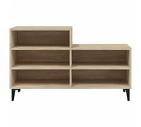 ATOMSTACK MAKER Zapatero de roble Sonoma con patas de metal, 5 compartimentos 102 x 36 x 60 cm para pasillo y entrada - Madera + acero, montaje en pared, moderno industrial