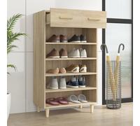 ATOMSTACK MAKER Zapatero minimalista con 5 compartimentos + 1 cajón, madera de roble Sonoma, 60 x 35 x 105 cm, apto para pisos, con soporte de pared, ideal para entrada y pasillo