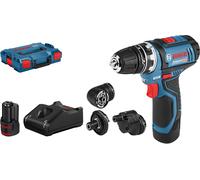 Atornillador a batería bosch professional 12v - 2 baterias - accesorio portabrocas gfa 12-b. accesorio angular gfa 12-w. accesorio excéntrico gfa 12-e. accesorio porta puntas gfa 12-x. - gsr 12v-15 fc