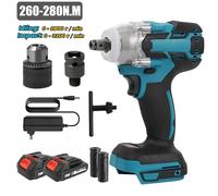 Atornillador de Impacto Eléctrico Inalámbrico de 18V, 280N.m, con Porta-Puntas de 1/2'', Recargable, Kit de Taladro Eléctrico Set D-EU Plug