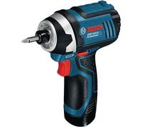 Atornillador de impacto inalámbrico Bosch Professional GDR 12V-105, con 2 baterías de 2,0Ah, maletín LBOXX, 2600 U/min, número de modelo: 06019A6977