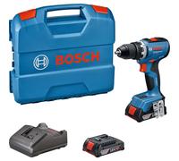 Atornillador inalámbrico Bosch Professional de 18V, modelo GSR 18V-65 (motor sin escobillas, 2 baterías GBA 18V de 2.0Ah, cargador GAL 18V-20, maletín de transporte)