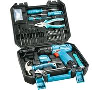 Atornillador inalámbrico Total THKTHP10812, taladro atornillador AKU de 12V con batería de iones de litio y juego de herramientas de 81 piezas.