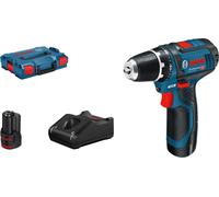 Bosch Professional 12V System atornillador a batería GSR 12V-15 (in argador rápido GAL 12V-40, 2 bandejas para L-BOXX, 2 baterías GBA 12V 2.0Ah, L-BOXX)
