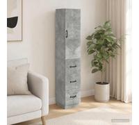 Atosonza Juego de 2 unidades de armario gris hormigón 33 x 34,5 x 87 cm de material de madera con cajones y puerta, espacio de almacenamiento versátil para oficina, salón, dormitorio, pasillo o sótano