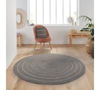 Atout Ciel - Alfombra Redonda (80 cm, algodón Trenzado, Efecto Yute Rayado), Color Gris