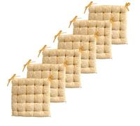 Atout Ciel - Juego de 6 Almohadillas de Silla cuadradas, Bicolor 40 x 40 cm, Amarillo Estampado/Liso