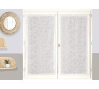 Atout Ciel - Par de visillos Bordados de Hojas, con Pasa-Tringle listos para Colocar, 2 x 60 x 120 cm, Color Blanco