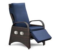 ATR ART TO REAL Sillones de jardín reclinables, Ajustables con Mesa integrada, ratán de Resina y cojín extraíble para Interior y Exterior (Azul Marino)