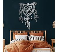 Atrapasueños de Metal Negro para Pared, decoración de Pared Grande de Metal inspiradora, Escultura Moderna de atrapasueños para Sala de Estar, Dormitorio, Pasillo y escaleras (Plateado)
