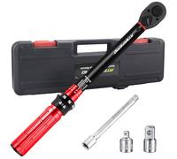 ATsafepro Llave Dinamométrica 3/8" 5-60Nm ±3% Precisión,Juego Profesional con Adaptador,Barra Extensión 6",Cabezal Reversible para Coches, Motos, Bicicletas