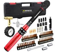 ATsafepro Set 61 Piezas 1/4" 1-25 Nm Llave Dinamométrica Bicicleta, Manómetro Presión Neumáticos 11 Bar, Precisión ±3%, Mecanismo 72 Dientes Doble Sentido, Adaptador Valvula Bicicleta, 40 Puntas, Alar