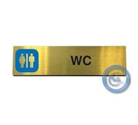 AUA SIGNALETIQUE 4043-F-OR Placa Puerta Inodoro Aluminio Cepillado Dorado, Oro, 200 x 50 mm