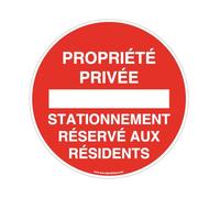 AUA SIGNALETIQUE - Panneau Propriété Privée, Stationnement Réservé aux Résidents - Ø 330 mm, PVC 1.5mm
