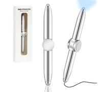 AUAUY 2 Bolígrafos Giratorios Metal, Luz LED, Fidget, AntiEstrés, Plateado