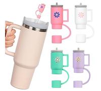 AUAUY 4PCS Tapas de Pajitas para Stanley Cup, 10mm Tazas Coloridas Cubiertas de Pajitas, Cubierta de Paja Prueba de Polvo Reutilizables, Pajitas Tapa Consejos para Stanley Cup Accesorios